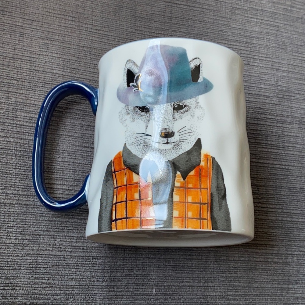 Mr. Fox hipster fedora sweater vest ceramic mug